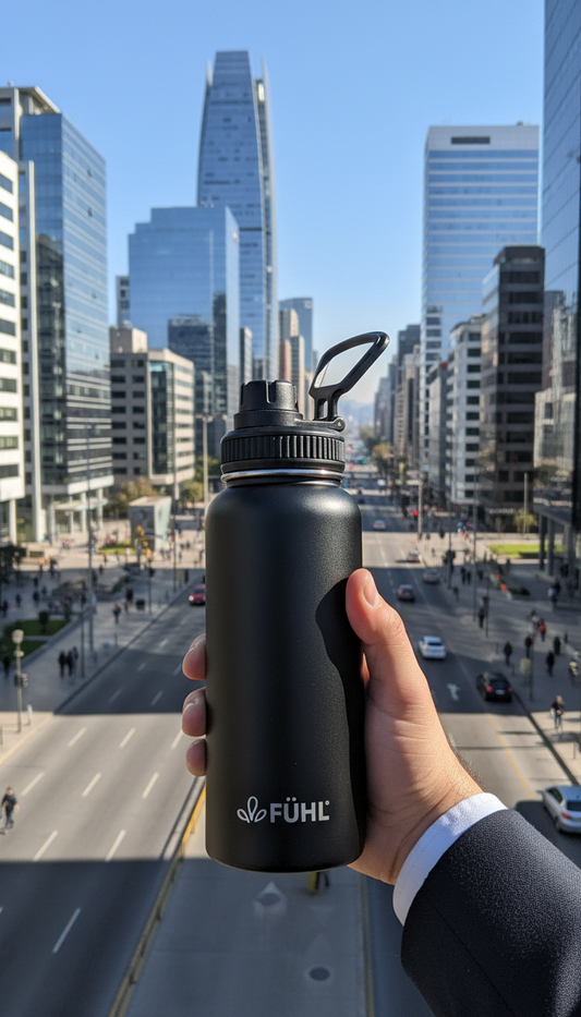 Botella FÜHL negra en Sanhattan con agarre diferente