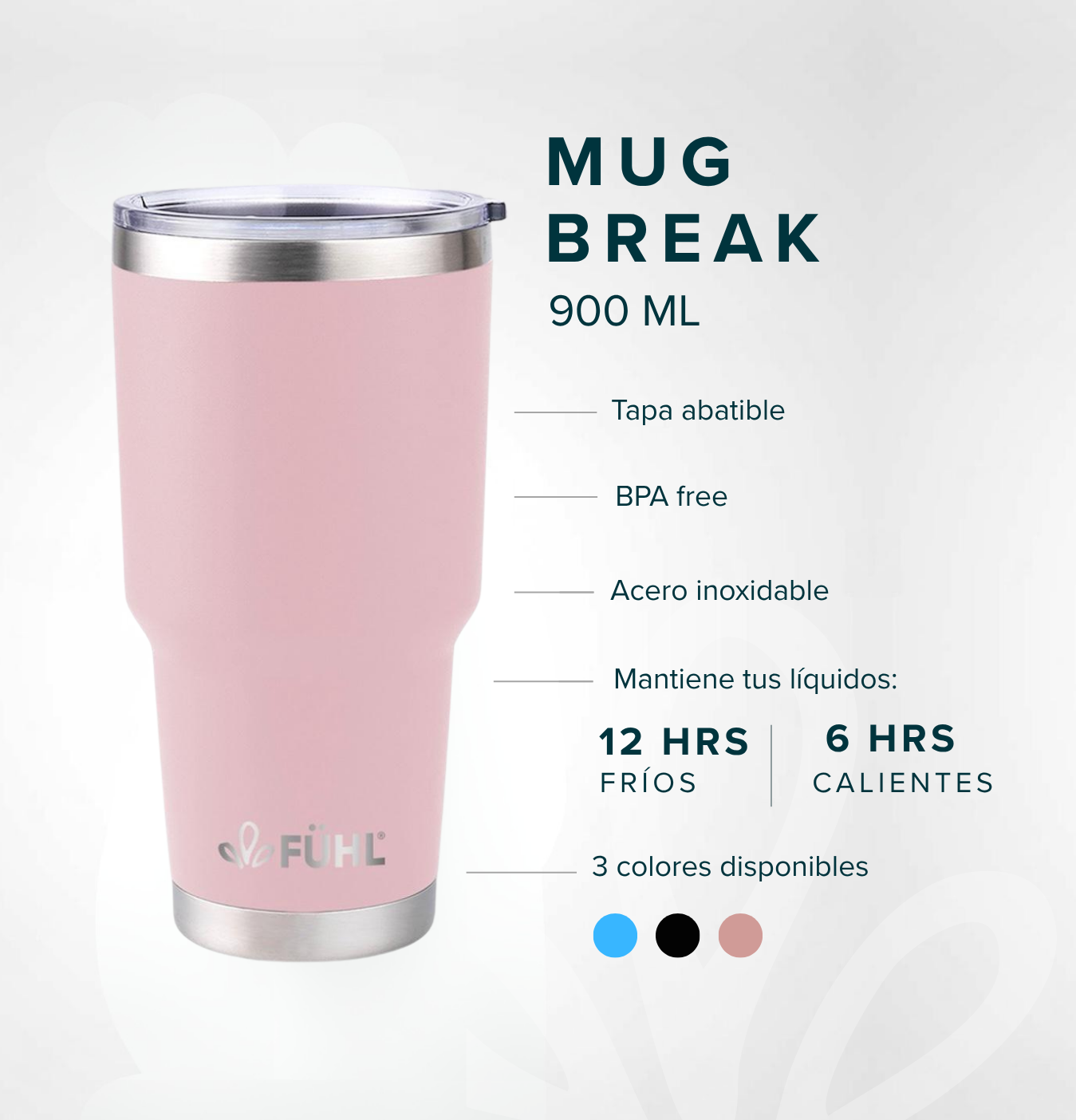 Mug Break 900ml - Rosado