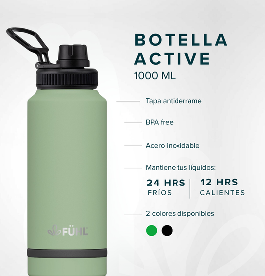 Botella Active 1000ml Tapa Regular - Verde