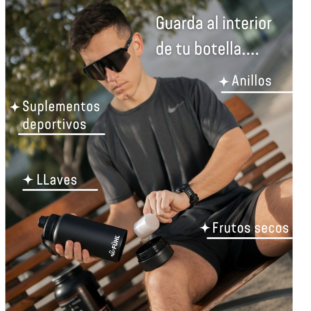 Botella Active 1000ml Tapa Regular - Negro/Verde