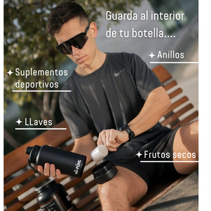 Botella Active 1000ml Tapa Regular - Negro/Verde