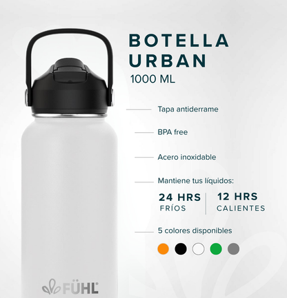 Botella Térmica Urban 1000ml Tapa Bombilla - Blanco