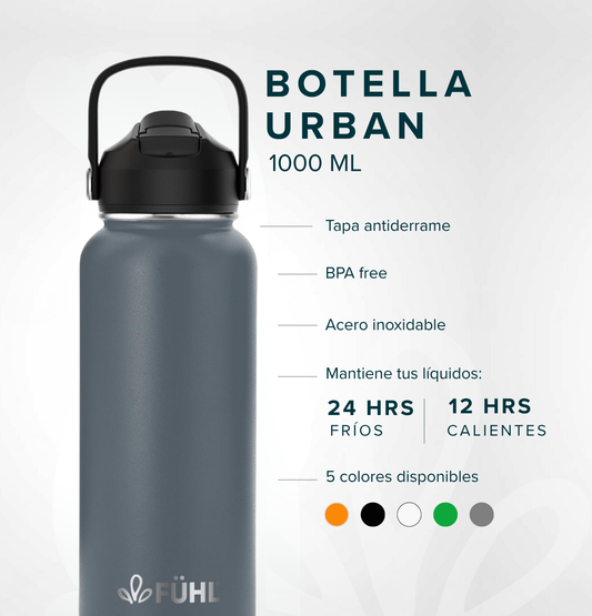 Botella Térmica Urban 1000ml Tapa Bombilla - Gris