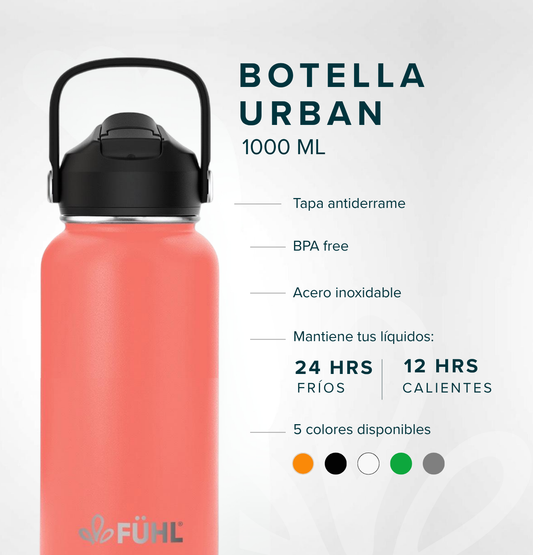 Botella Térmica Urban 1000ml Tapa Bombilla - Naranja