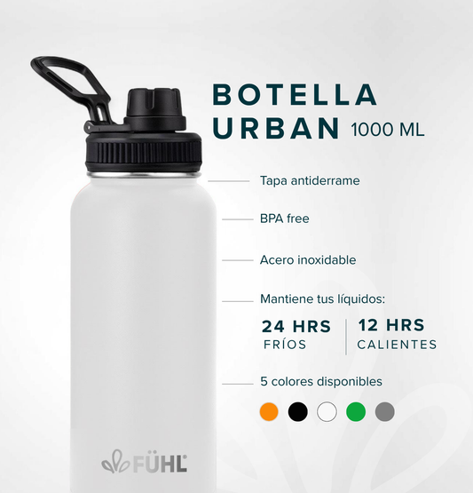 Botella Térmica Urban 1000ml Tapa Regular - Blanco