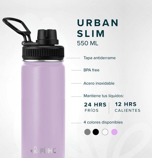 Botella Térmica Urban Slim 550ml Tapa Regular - Lila