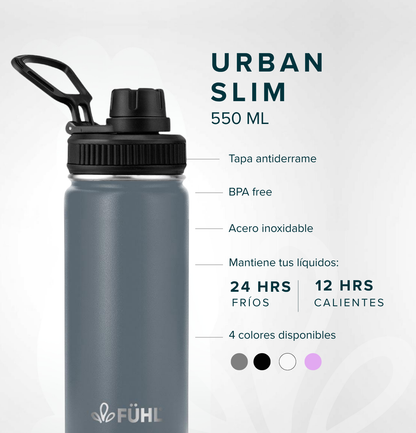 Botella Térmica Urban Slim 550 ml Tapa Regular – Gris