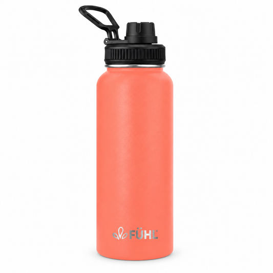 Botella Térmica Urban 1000ml Tapa Regular - Naranja sobre fondo blanco