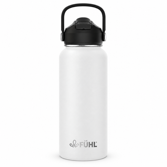 Botella Térmica Urban 1000ml Tapa Bombilla - Blanco, vista completa sobre fondo blanco