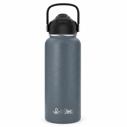 Botella Térmica Urban 1000ml Tapa Bombilla - Gris, vista completa sobre fondo blanco