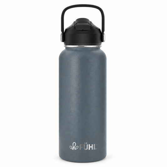 Botella Térmica Urban 1000ml Tapa Bombilla - Gris, vista completa sobre fondo blanco