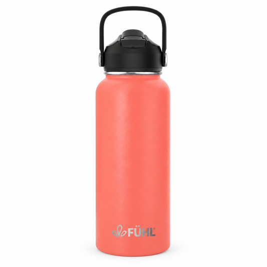 Botella Térmica Urban 1000ml Tapa Bombilla - Naranja, vista completa sobre fondo blanco