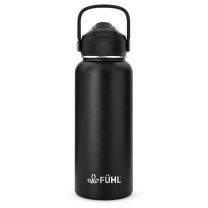 Botella Térmica Urban 1000ml Tapa Bombilla - Negro, vista completa sobre fondo blanco