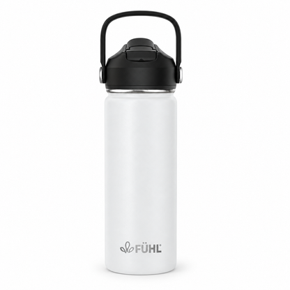 Botella Térmica Urban Slim 550ml Tapa Bombilla - Blanco sobre fondo blanco