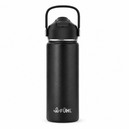 Botella Térmica Urban Slim 550ml Tapa Bombilla - Negro sobre fondo blanco