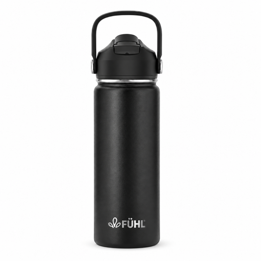 Botella Térmica Urban Slim 550ml Tapa Bombilla - Negro sobre fondo blanco