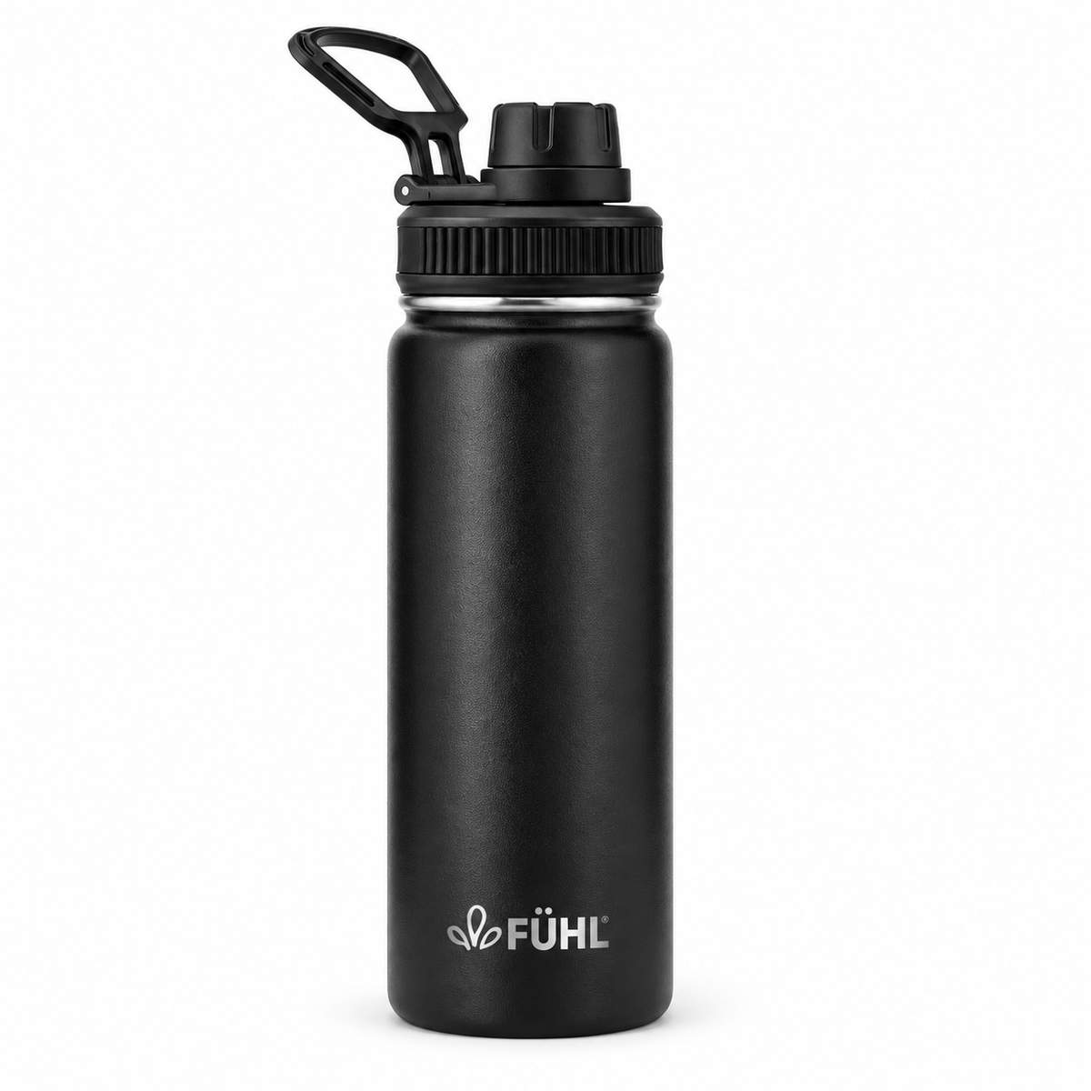 Botella Térmica Urban Slim 550ml Tapa Regular - Negro sobre fondo blanco