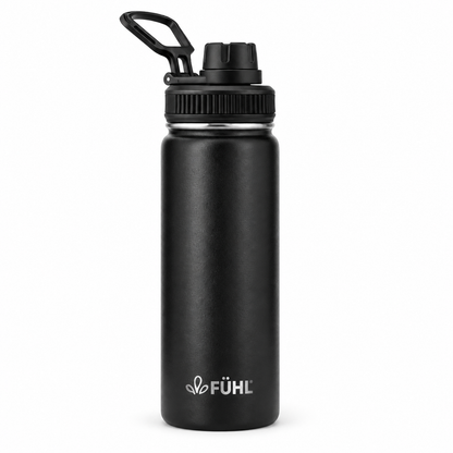Botella Térmica Urban Slim 550ml Tapa Regular - Negro sobre fondo blanco