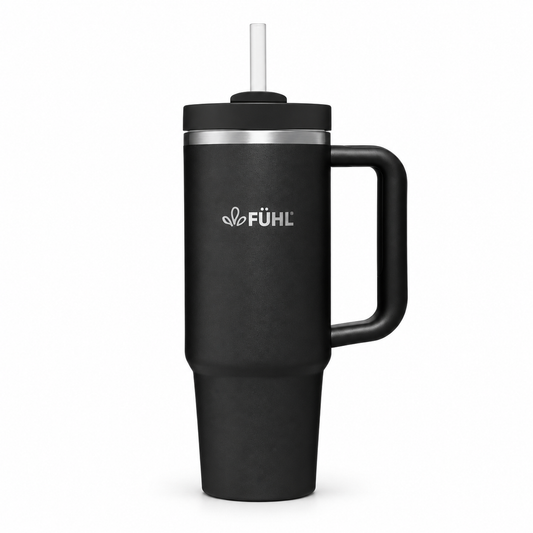 Tumbler Vibe 900ml - Negro sobre fondo blanco