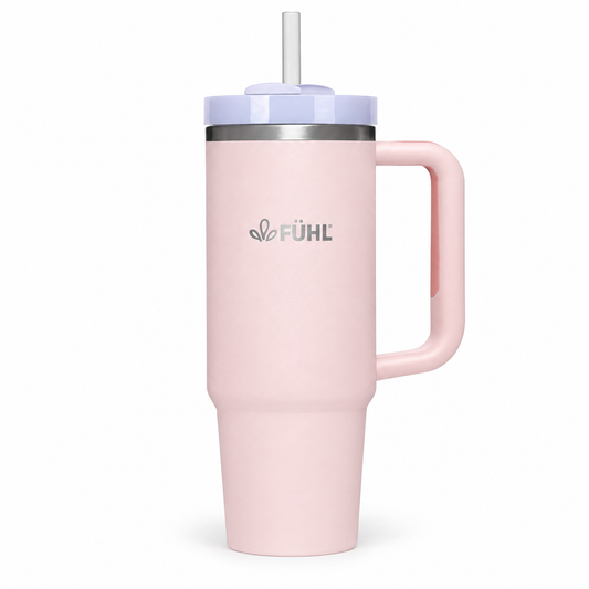 Tumbler Vibe 900ml - Rosado sobre fondo blanco