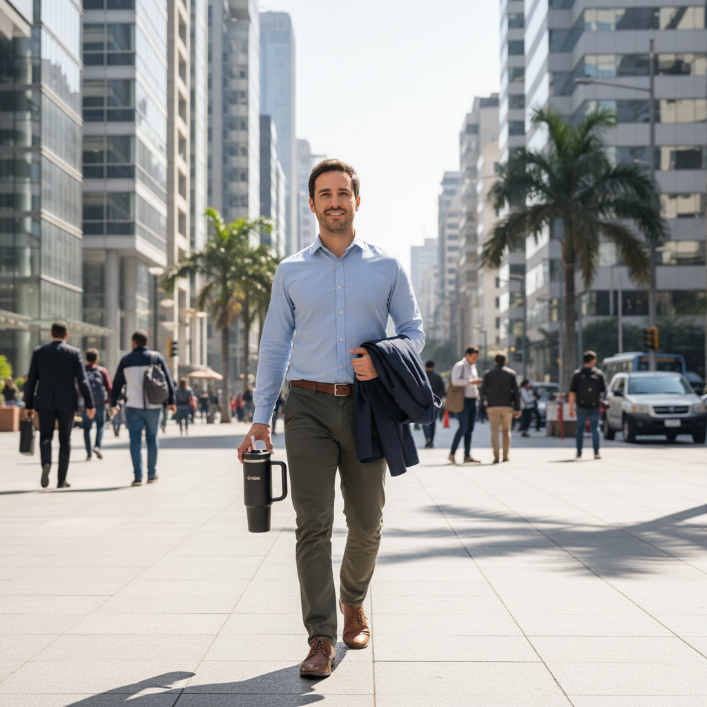 Oficinista con botella FÜHL negra - agarre natural del asa